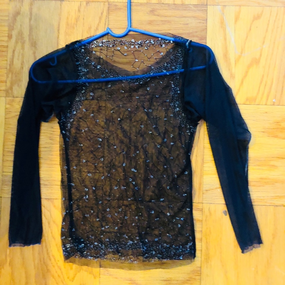 Mesh delicate black top with beading. Size XS